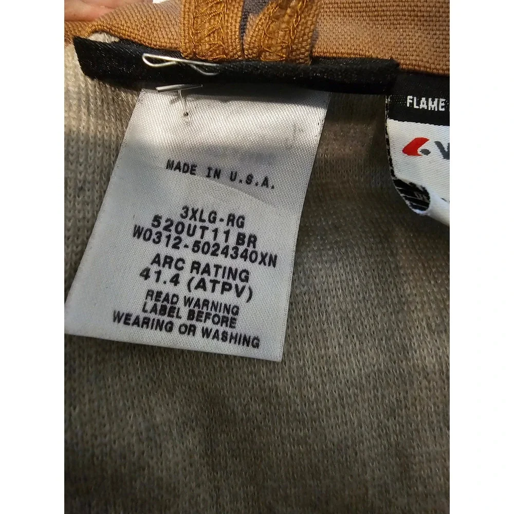 Workrite FR Flame Resistant Canvas Field Jacket Brown Duck Work Coat Mens 3XL